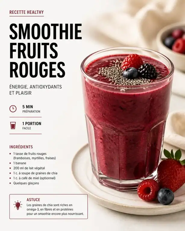 Smoothie Berry-Glow au collagène pour une routine beauté matinale