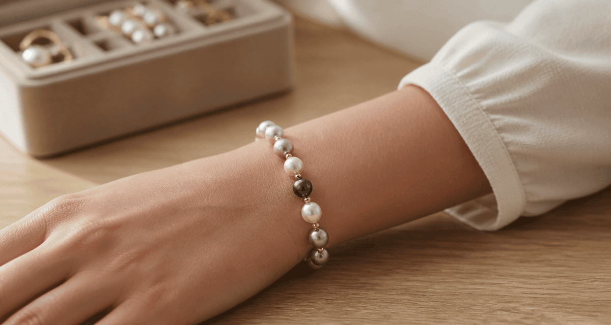 Bracelet en perle de culture sur poignet féminin