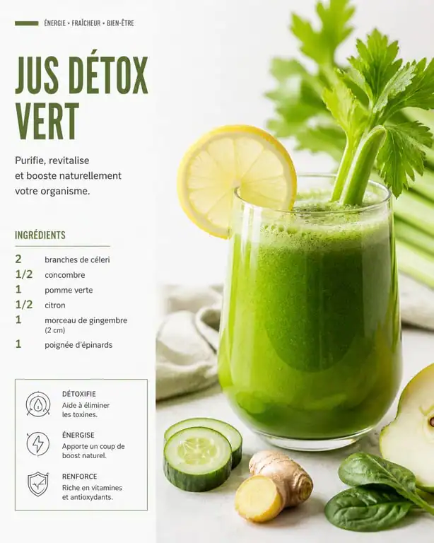 Jus détox pour le foie maison avec citron, pomme et céleri