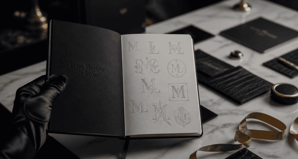 logo marque de luxe carnet monogramme