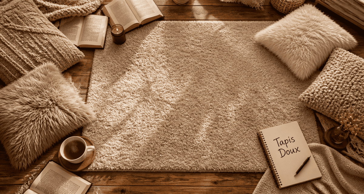tapis doux beige sur parquet, ambiance cocooning