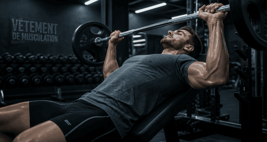 vetement musculation pour homme développé couché