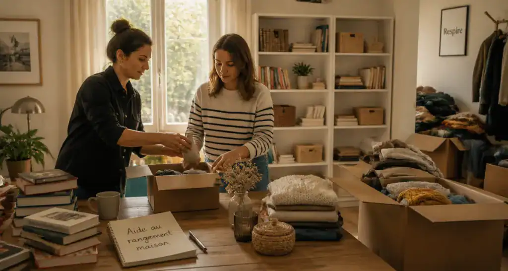 Aide rangement maison, tri objets et organisation