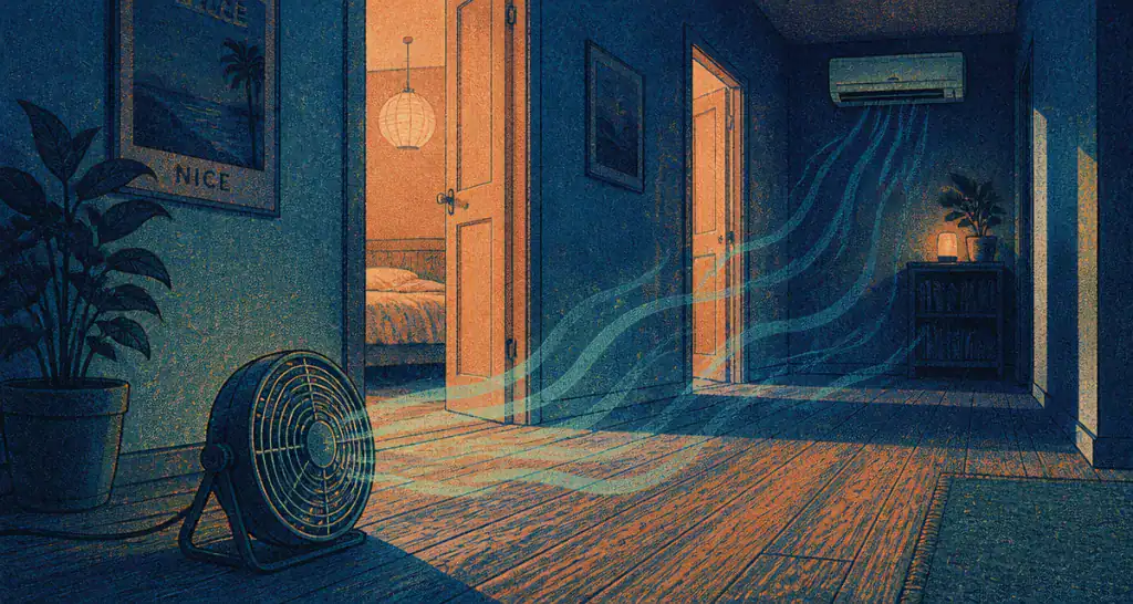 clim dans couloir pour refroidir les chambres illustration nocturne