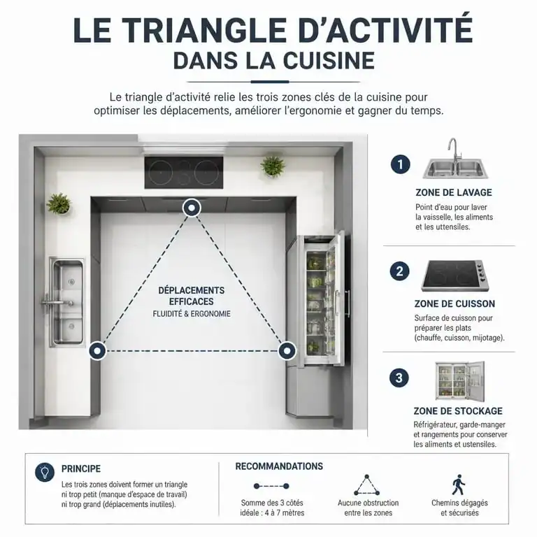 Infographie du triangle d'activité pour mon amenagement maison