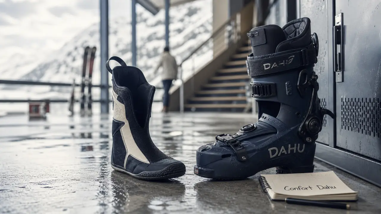 Chaussure de ski Dahu avis : exosquelette amovible et confort de marche sur sol humide