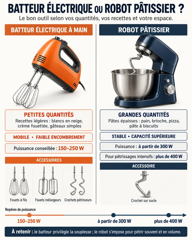 Comment choisir un batteur électrique pour la cuisine du quotidien : comparaison avec un robot pâtissier