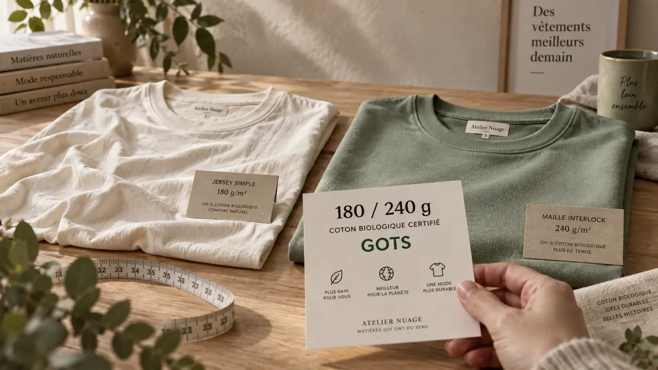 T shirt coton bio 180 g vs 240 g, coupe et grammage