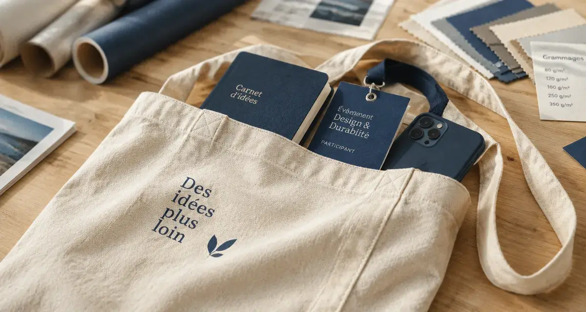 Tote bag coton bio avec grammage visible sur tissu épais